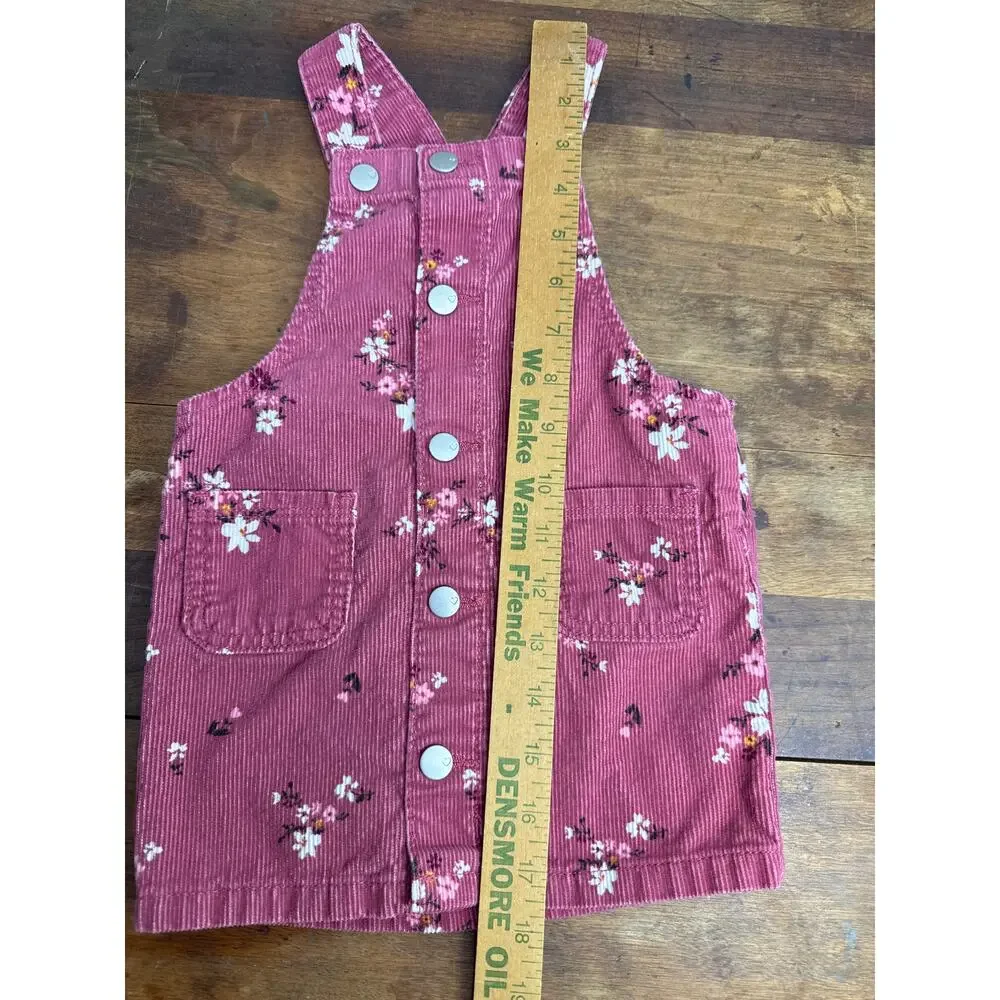 The Childrens Place Mauve Cotton Floral Corduroy Jumper Dress Adjustable Size 2T